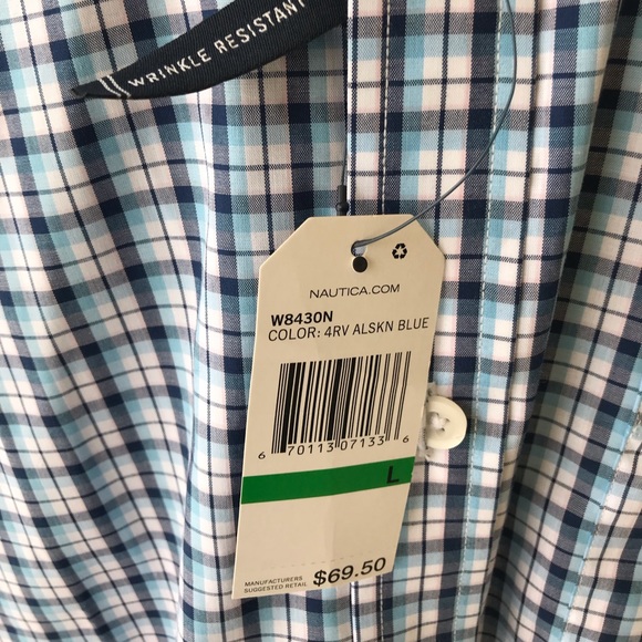 Nautica Men's Shirt Large Blue Short Sleeve New - Picture 6 of 8